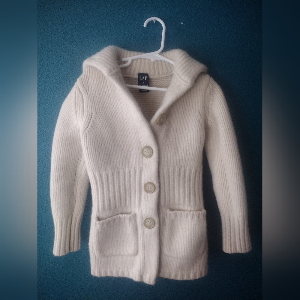 GAP Kids Lambswool Angora Rabbit Cream Cardigan Sweater Coat